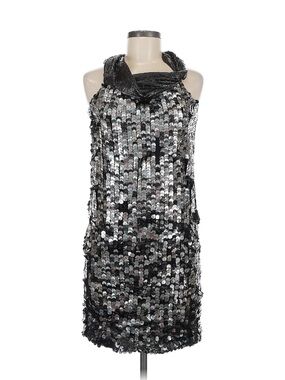 Poleci dress size 6 Black & Silver Sequin Halter Cocktail Dress